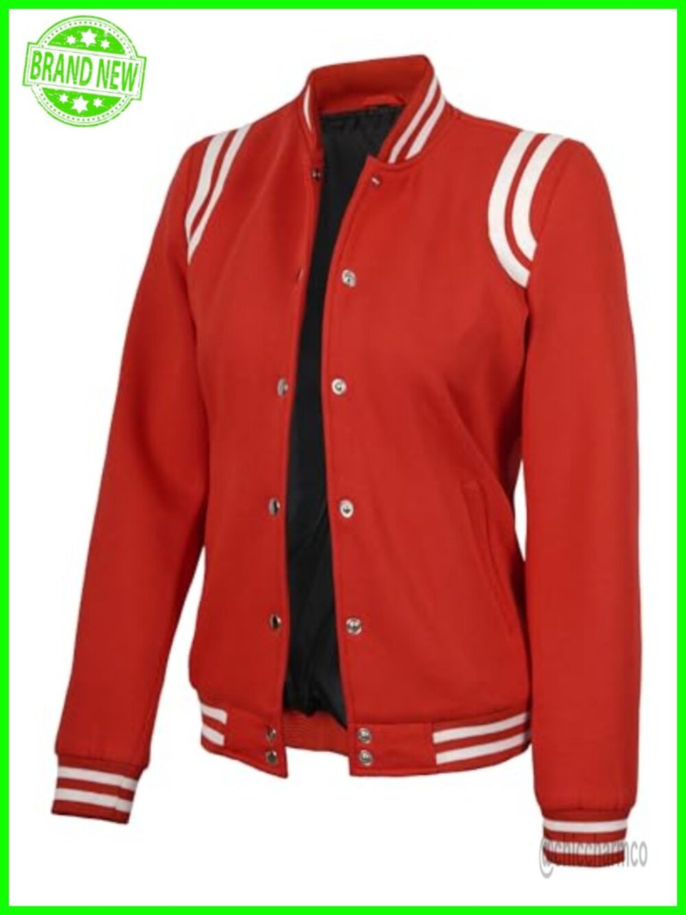 Women's Varsity Letterman Fleece Jacket with Ribbed Collar